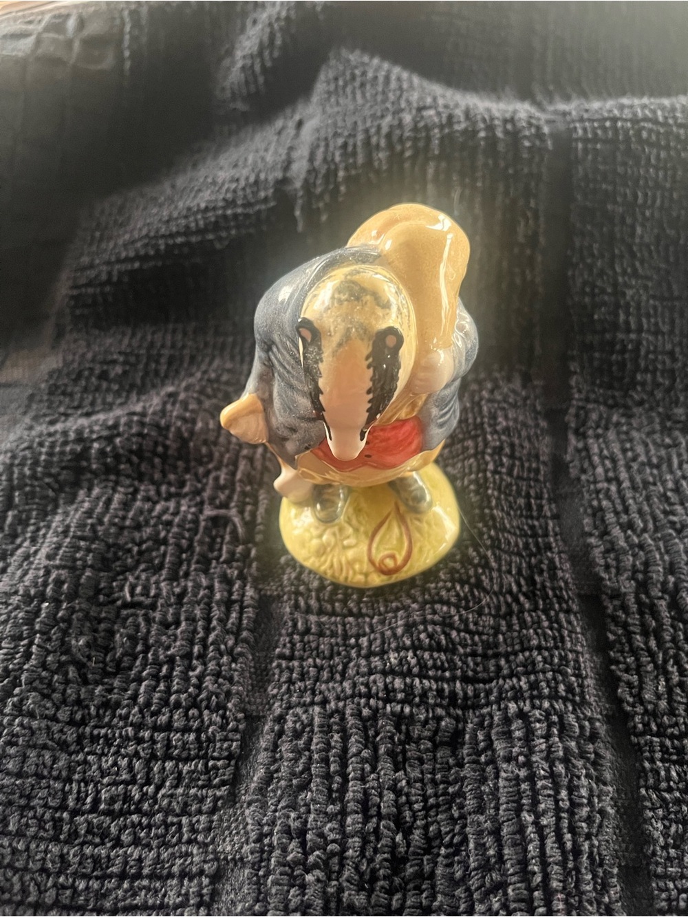 Royal Albert Glossy Ceramic Mole Figurine in Yellow, Gray and Red Accents